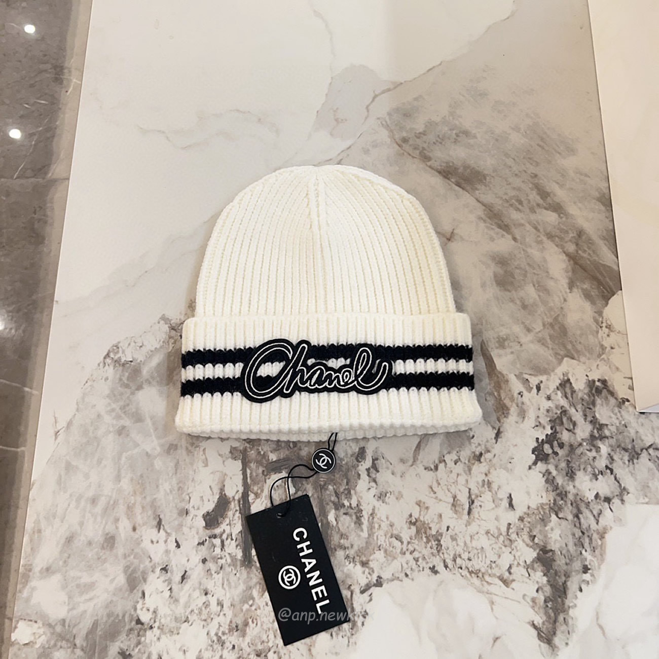 Chanel Knitted Cold Hat White Black Gray Brown (5) - newkick.cc